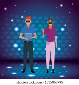People playing with virtual reality