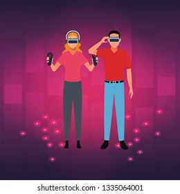 People playing with virtual reality