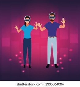 People playing with virtual reality