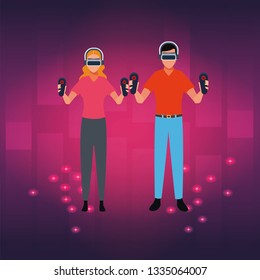 People playing with virtual reality