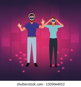 People playing with virtual reality