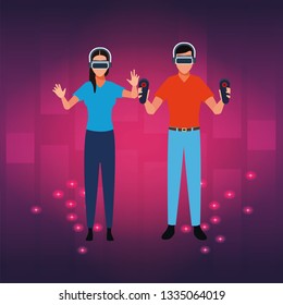 People playing with virtual reality