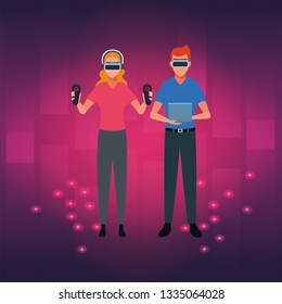 People playing with virtual reality