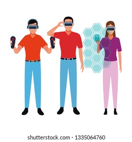 People playing with virtual reality