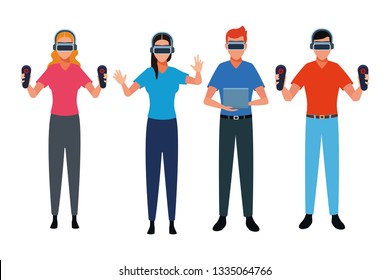 People playing with virtual reality