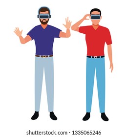 People playing with virtual reality