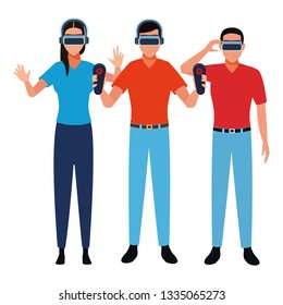 People playing with virtual reality