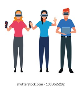 People playing with virtual reality