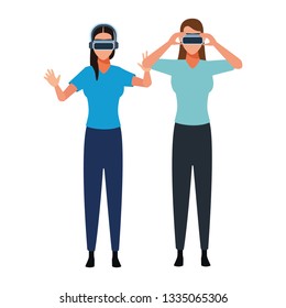 People playing with virtual reality