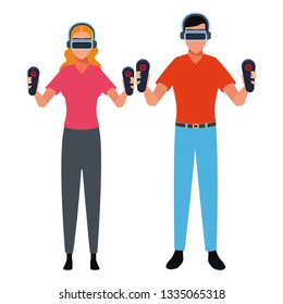 People playing with virtual reality