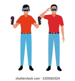 People playing with virtual reality
