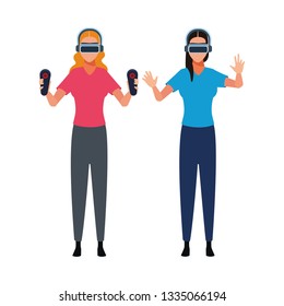 People playing with virtual reality