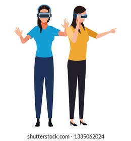 People playing with virtual reality glasses