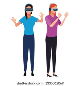 People playing with virtual reality glasses
