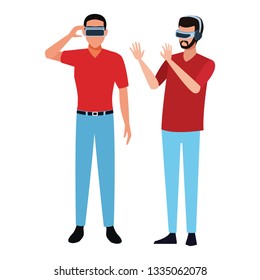 People playing with virtual reality glasses