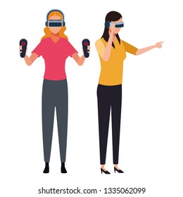 People playing with virtual reality glasses