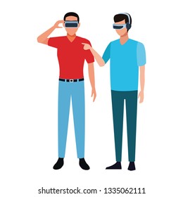 People playing with virtual reality glasses