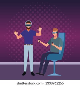 People playing with virtual reality glasses