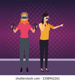 People playing with virtual reality glasses