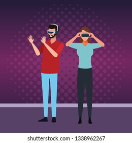 People playing with virtual reality glasses