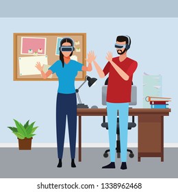 People playing with virtual reality glasses