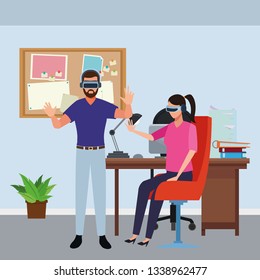 People playing with virtual reality glasses