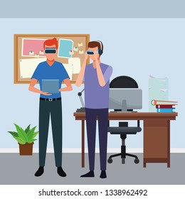 People playing with virtual reality glasses