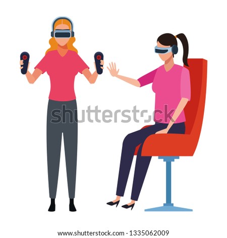 People playing with virtual reality glasses