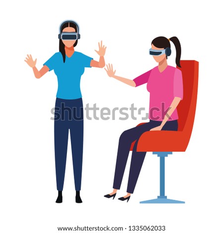 People playing with virtual reality glasses