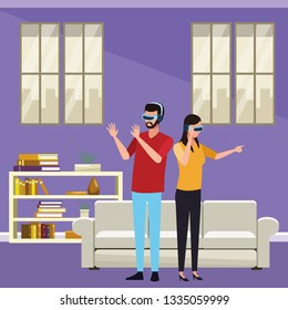 People playing with virtual reality technology