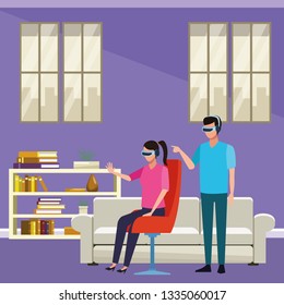 People playing with virtual reality technology