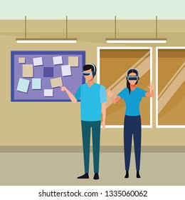 People playing with virtual reality technology