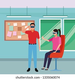 People playing with virtual reality technology