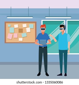 People playing with virtual reality technology