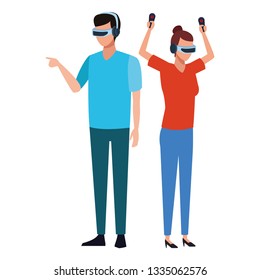 People playing with virtual reality technology