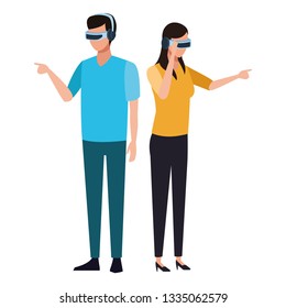 People playing with virtual reality technology
