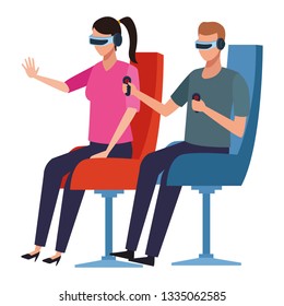People playing with virtual reality technology