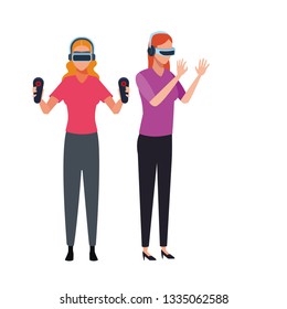 People playing with virtual reality technology