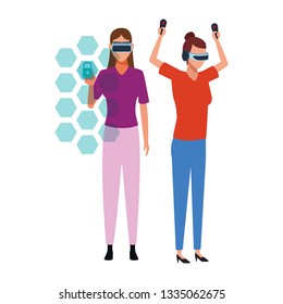 People playing with virtual reality technology