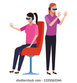 People playing with virtual reality technology