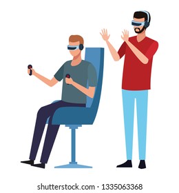 People playing with virtual reality technology