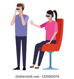 People playing with virtual reality technology