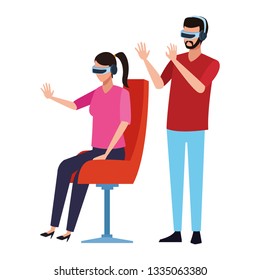 People playing with virtual reality technology