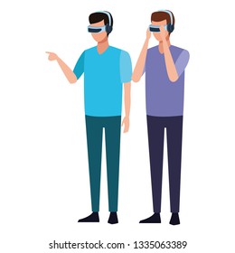 People playing with virtual reality technology