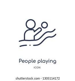 people playing waterpolo icon from recreational games outline collection. Thin line people playing waterpolo icon isolated on white background.