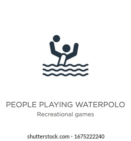 People playing waterpolo icon vector. Trendy flat people playing waterpolo icon from recreational games collection isolated on white background. Vector illustration can be used for web and mobile 