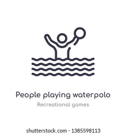 people playing waterpolo outline icon. isolated line vector illustration from recreational games collection. editable thin stroke people playing waterpolo icon on white background