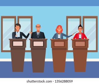 people in podiums