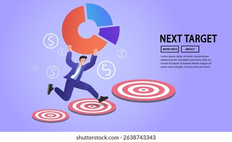 People pointing at giant target. Business opportunity concept. strategy or aiming. business targeting, aiming, focus. Hitting the target. Work problem resolution. Achieving the goal. Vector
