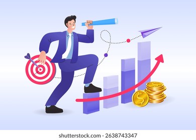 People pointing at giant target. Business opportunity concept. strategy or aiming. business targeting, aiming, focus. Hitting the target. Work problem resolution. Achieving the goal. Vector